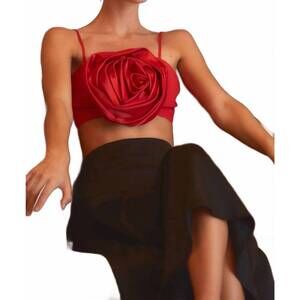 NEW MAINSTRIP big rosette crop top in red